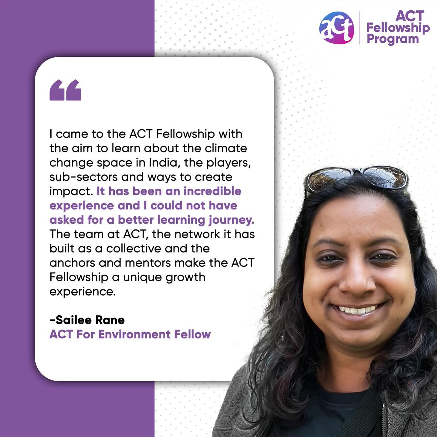 Sailee Rane: My journey from working in the startup ecosystem to becoming an ACT For Environment Fellow
